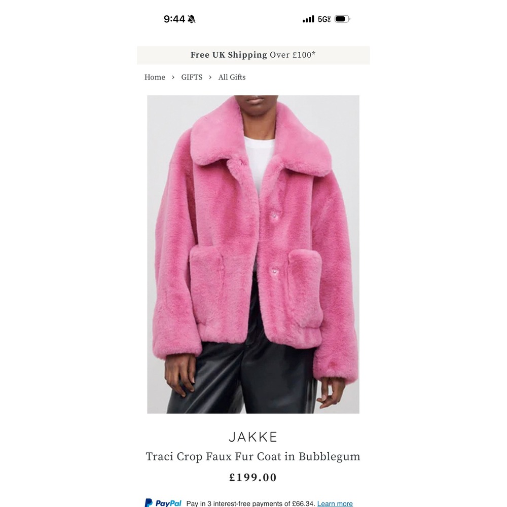 Jakke Traci cropped faux fur coat bubblegum pink size 8 Free People NWT